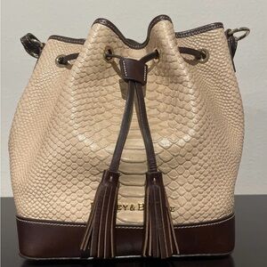 Dooney & Bourke Caldwell Python  Embossed Leather Drawstring Beige Women's Bag